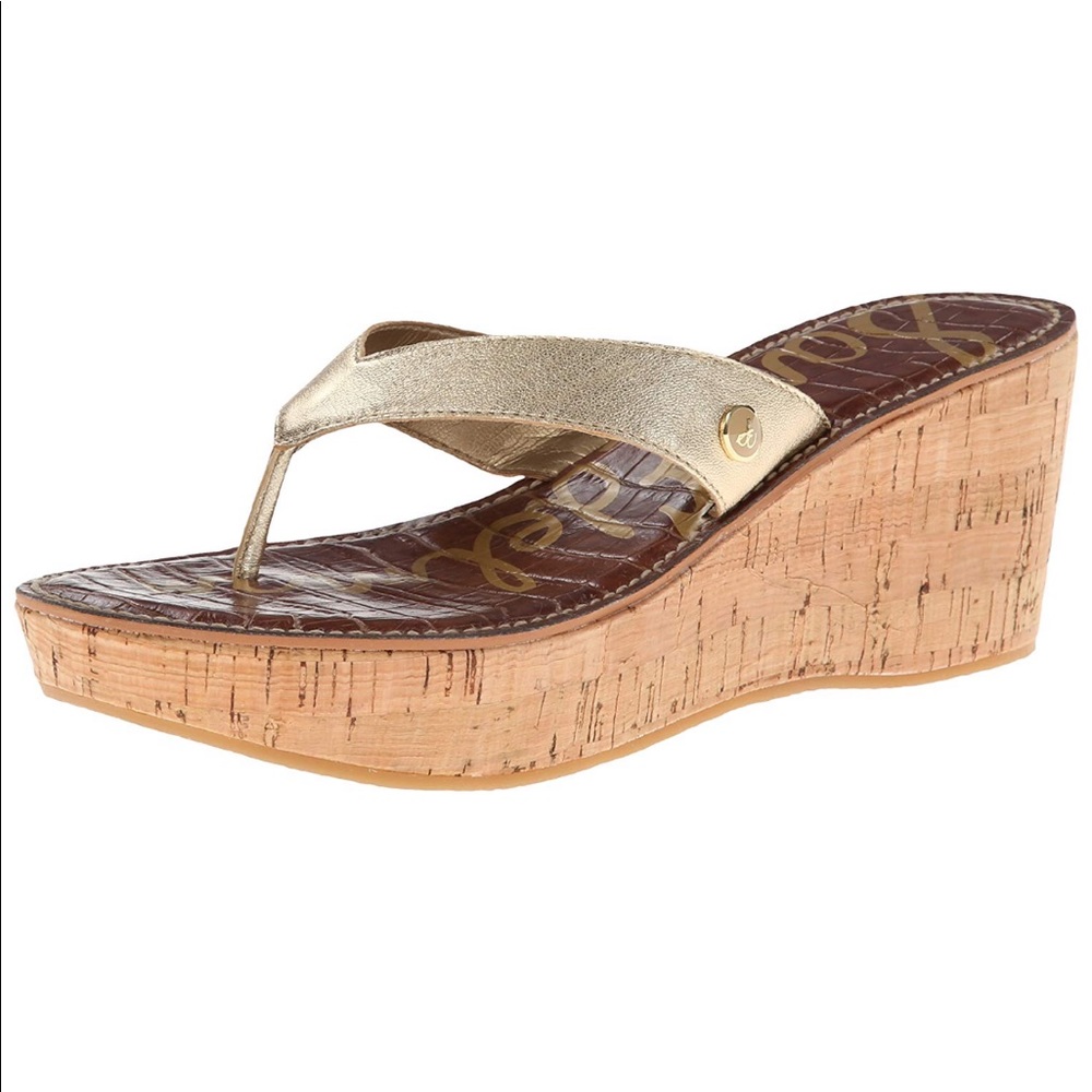 Sam Edelman Gold Romy Metallic Wedge Sandal
